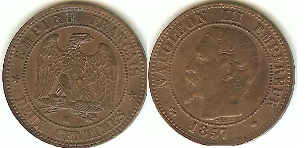 2 Centimes Napoléon III 1857MA SUP à TTB+